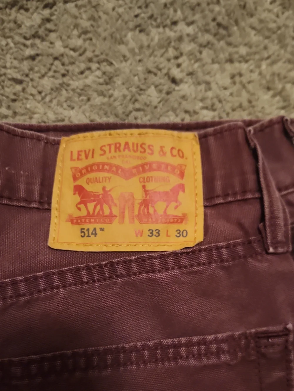 Levi's Men's Maroon 514 Denim Jeans 33×30 White Tab